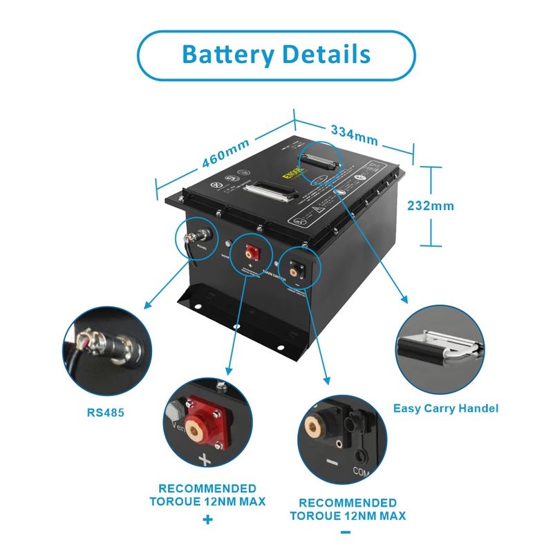 OEM ODM Бесплатное техническое обслуживание Перезаряжаемое 36v 48v 72v 100ah 200ah Литий железофосфатный баскетбольный бассейн батарея 51.2V 105AH 58.4V
